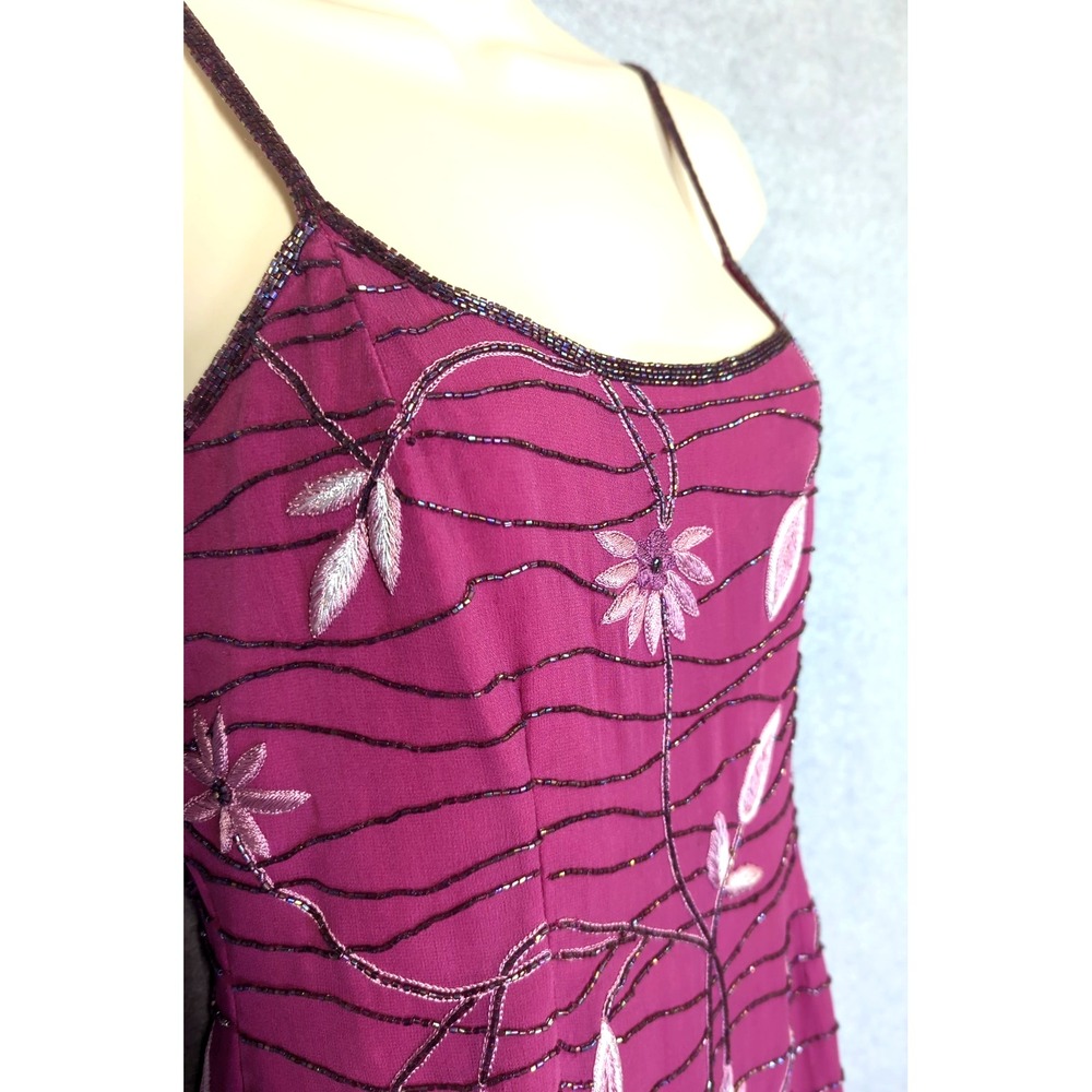 Adriana PAPELL Boutique Silk Formal Gown 6P Embroidered Intricate Beadwork Luxe